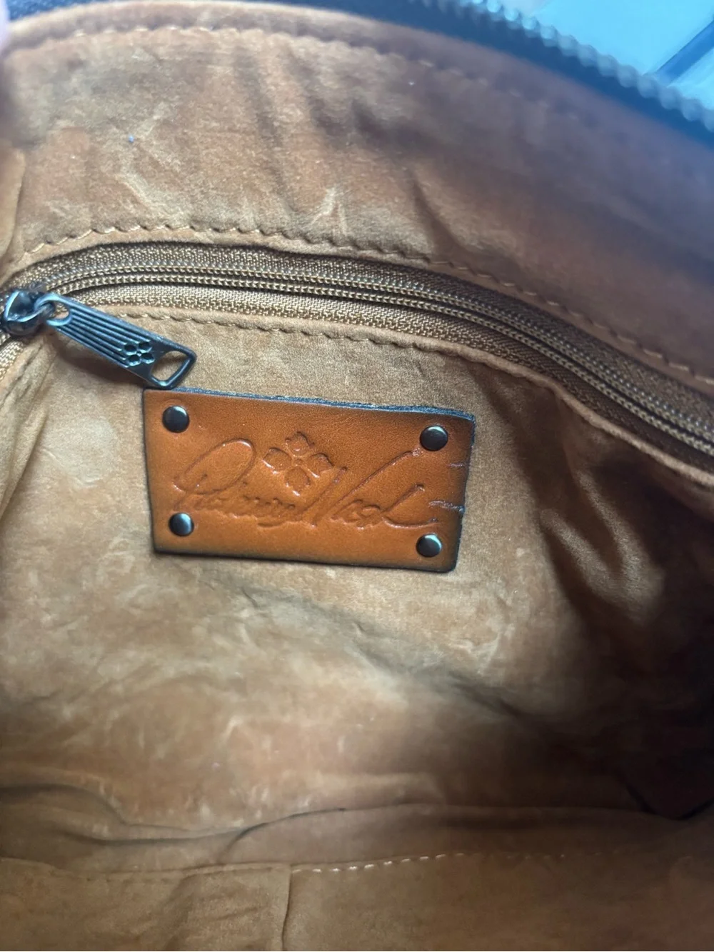 Patricia Nash Embroidered Navy Blue & Ivory Wristlet Clutch